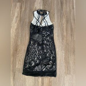 Charlotte Russe Black and White Lace Mini Dress